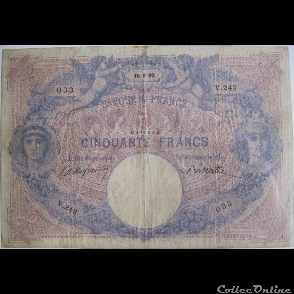 10-09-1890 -- V.243 033 billet france banque de xxe 10 09 1890 v 243 033