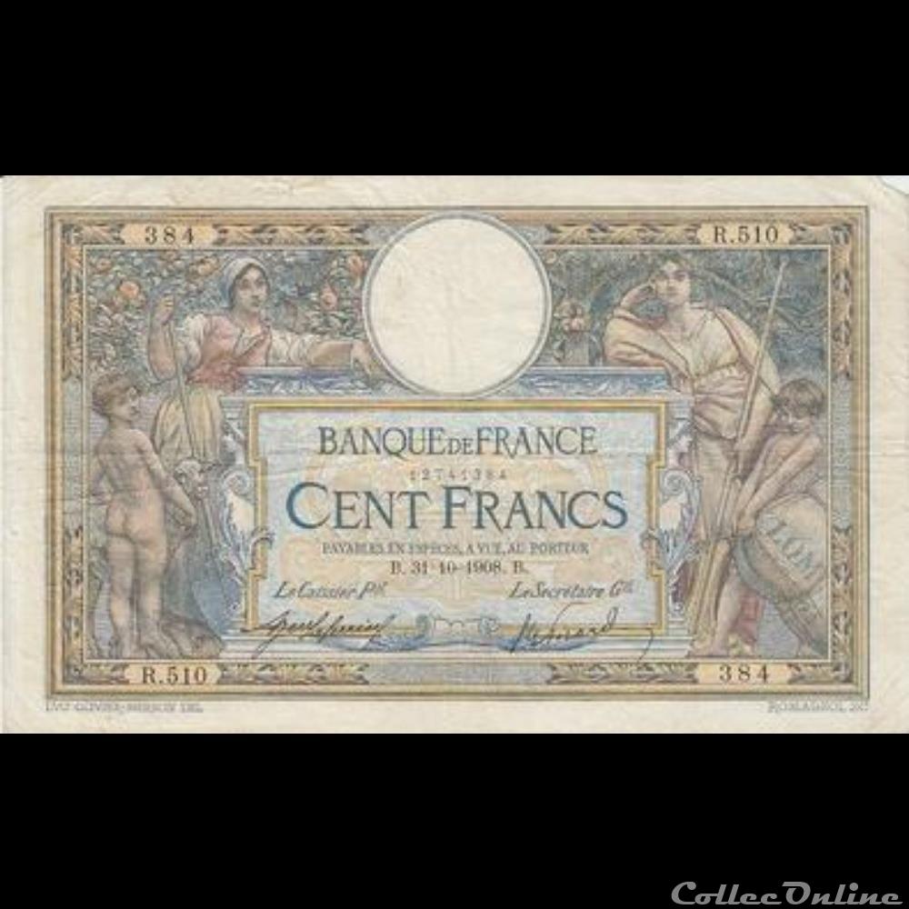 billet france banque de xxe 31 10 1908 r 510 384