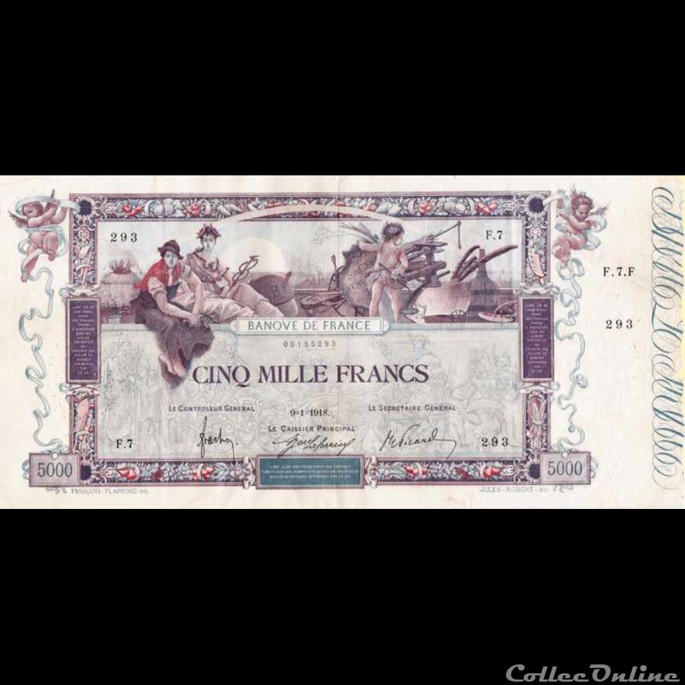 09-01-1918 -- F.7 293 billet france banque de xxe 09 01 1918 f 7 293