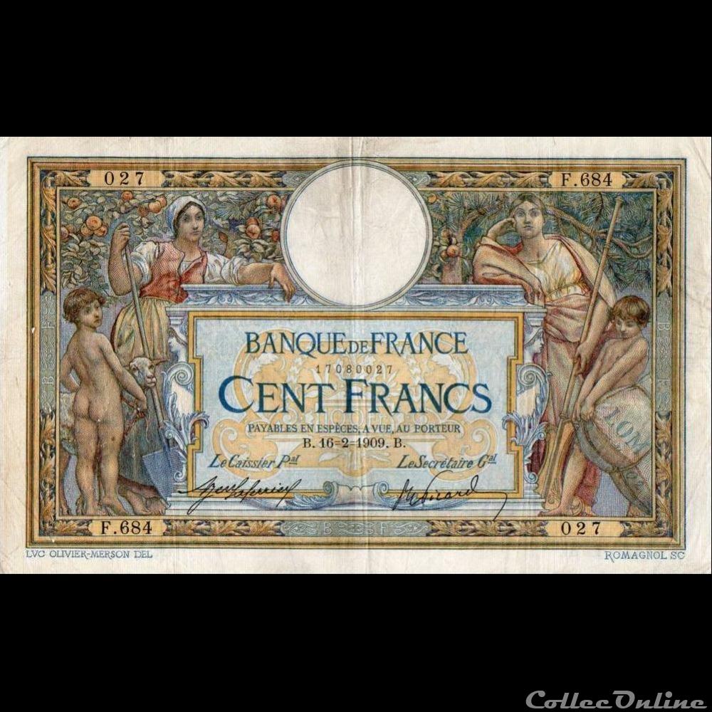 16-02-1909 -- F.684 027 billet france banque de xxe 16 02 1909 f 684 027