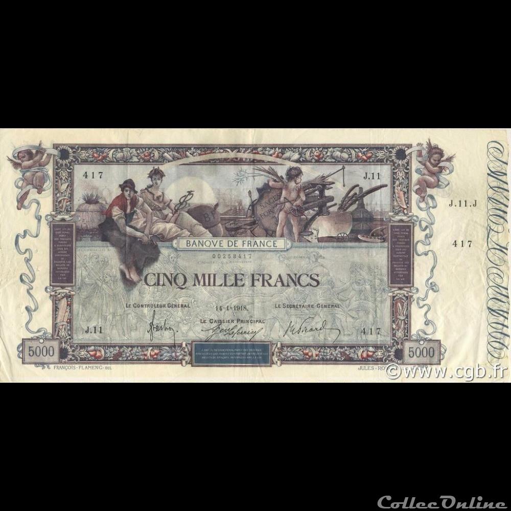 14-01-1918 -- J.11 417 billet france banque de xxe 14 01 1918 j 11 417