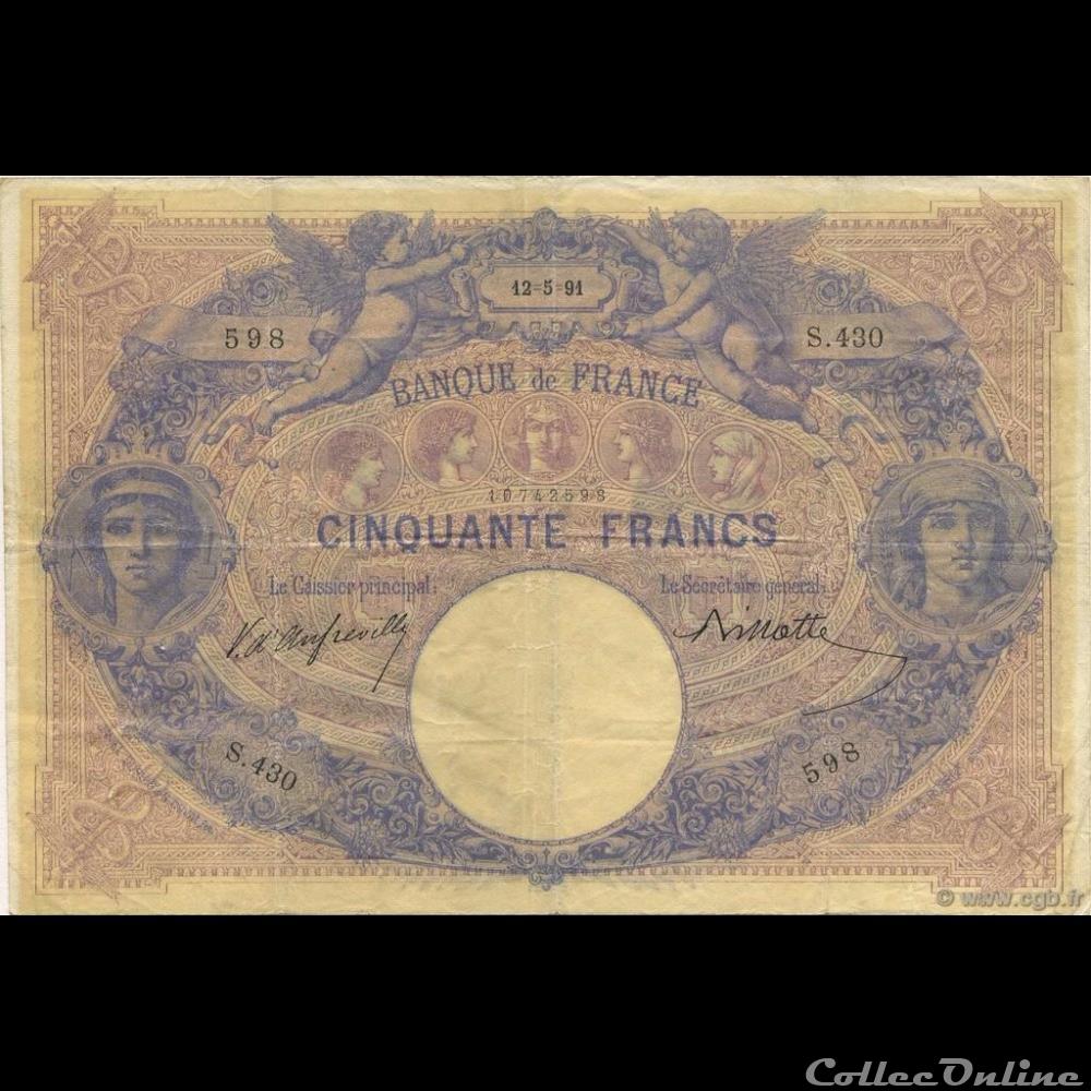 12-05-1891 -- S.430 598 billet france banque de xxe 12 05 1891 s 430 598