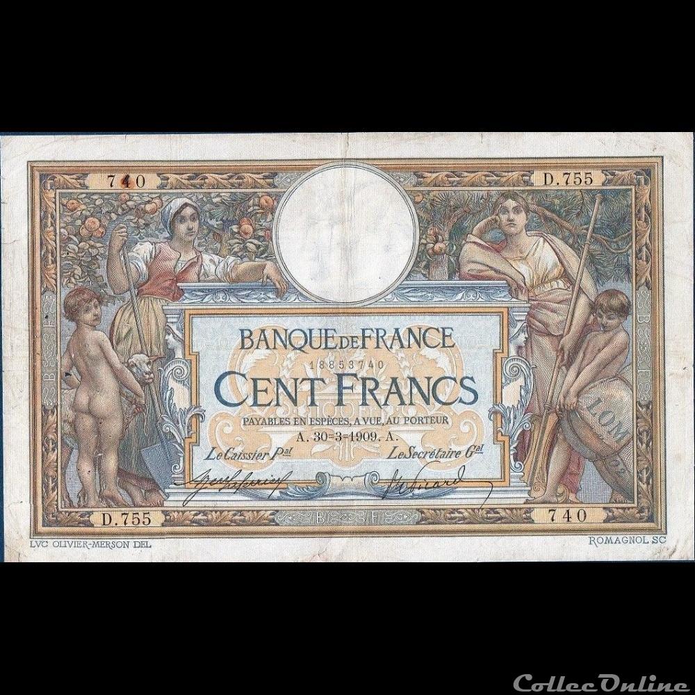 30-03-1909 -- D.755 740 billet france banque de xxe 30 03 1909 d 755 740