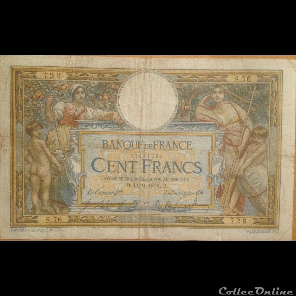 14-02-1908 -- S.76 726 billet france banque de xxe 14 02 1908 s 76 726