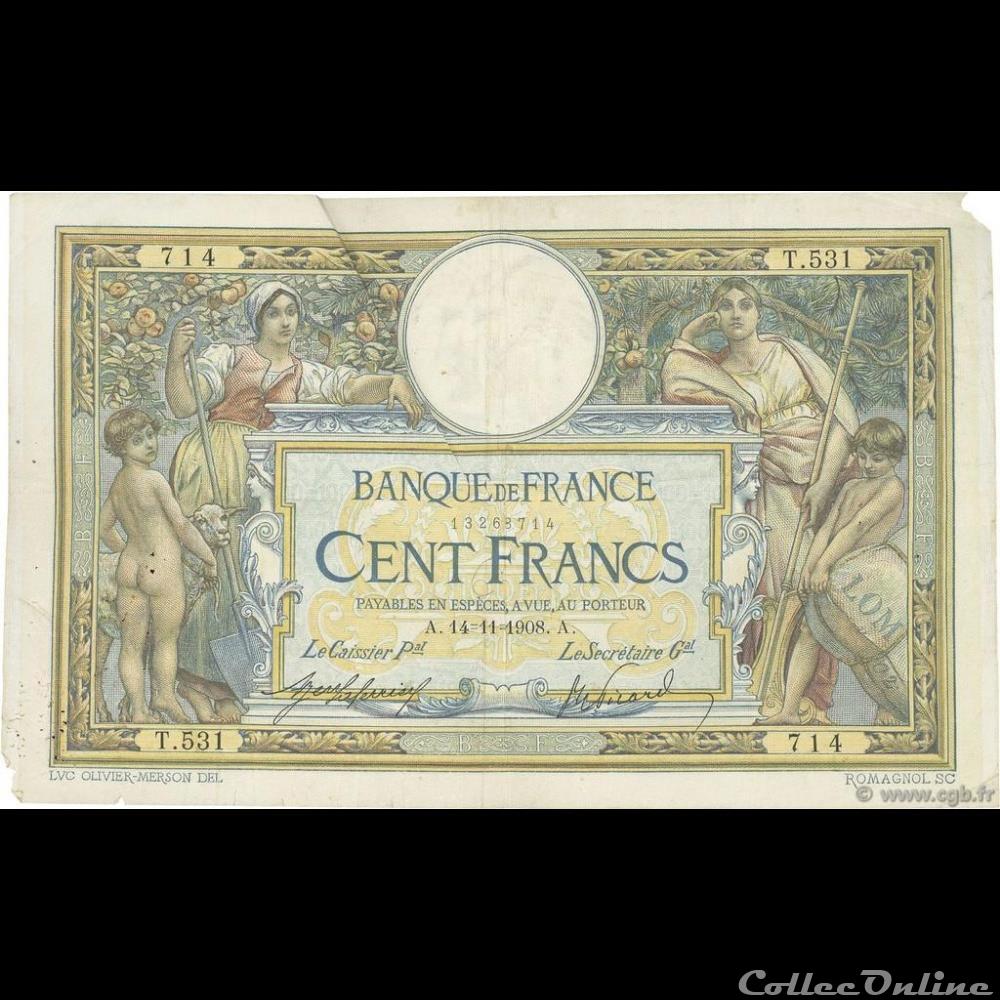 14-11-1908 -- T.531 714 billet france banque de xxe 14 11 1908 t 531 714