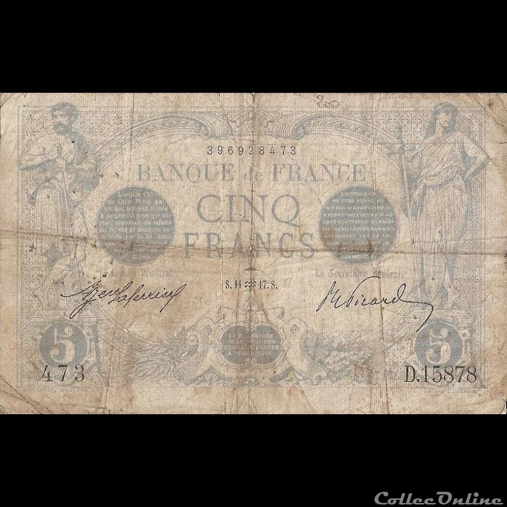 11-01-1917 -- D.15878 473 billet france banque de xxe 11 01 1917 d 15878 473