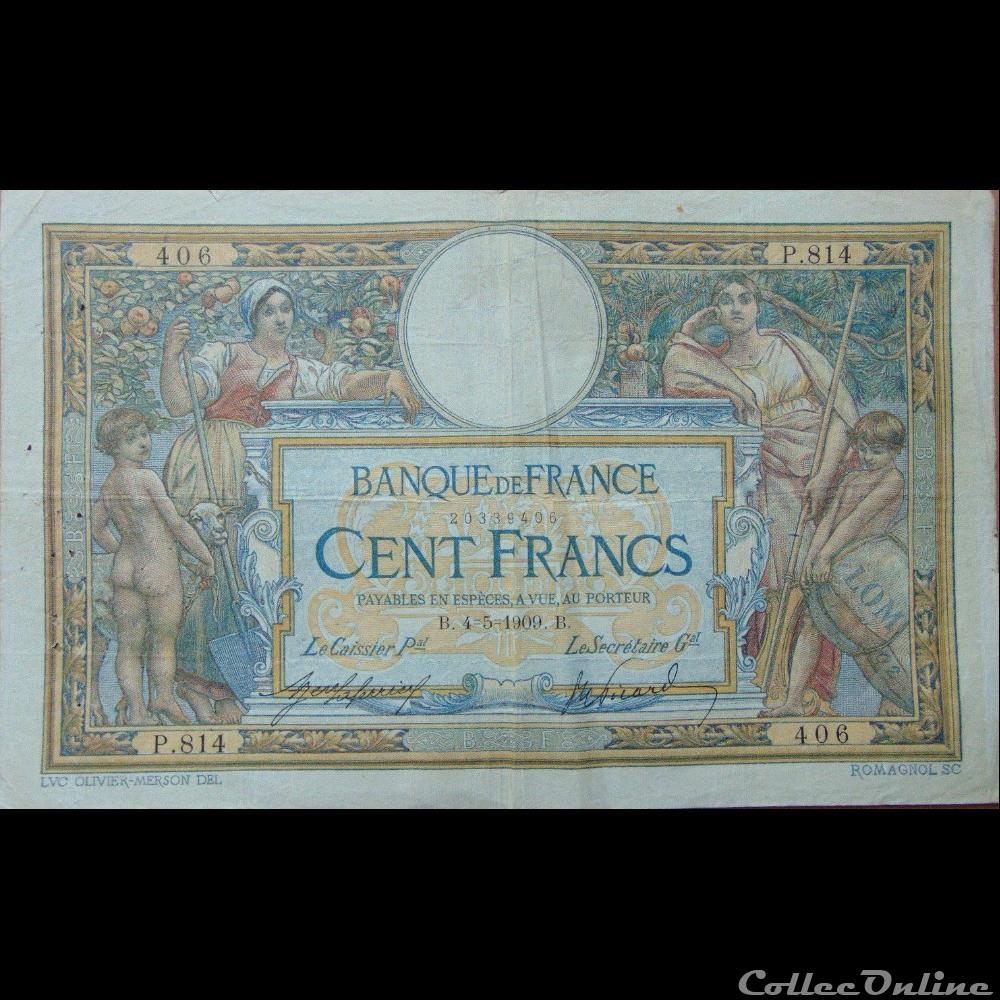 04-05-1909 -- P.814 406 billet france banque de xxe 04 05 1909 p 814 406