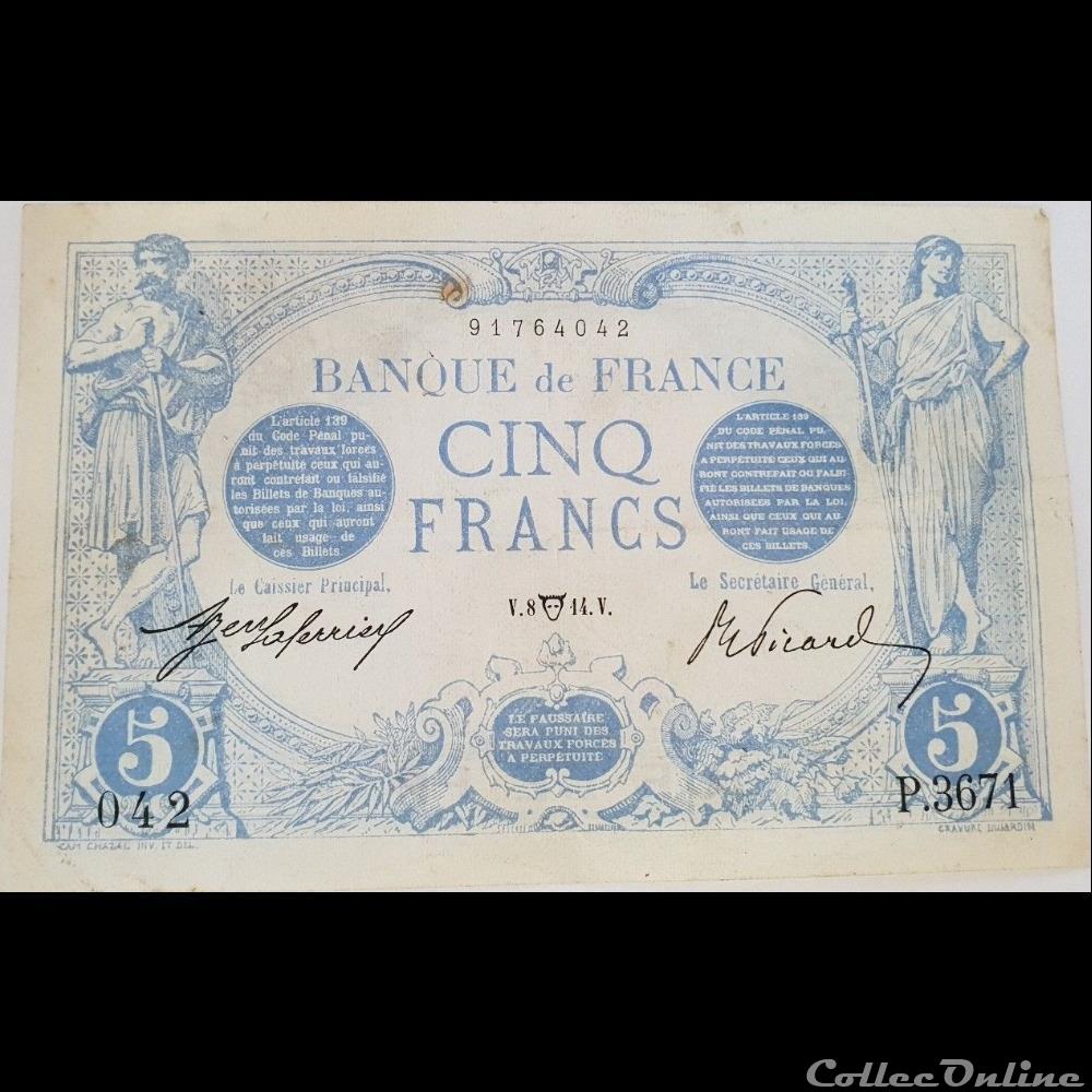 08-04-1914 -- P.3671 042 billet france banque de xxe 08 04 1914 p 3671 042