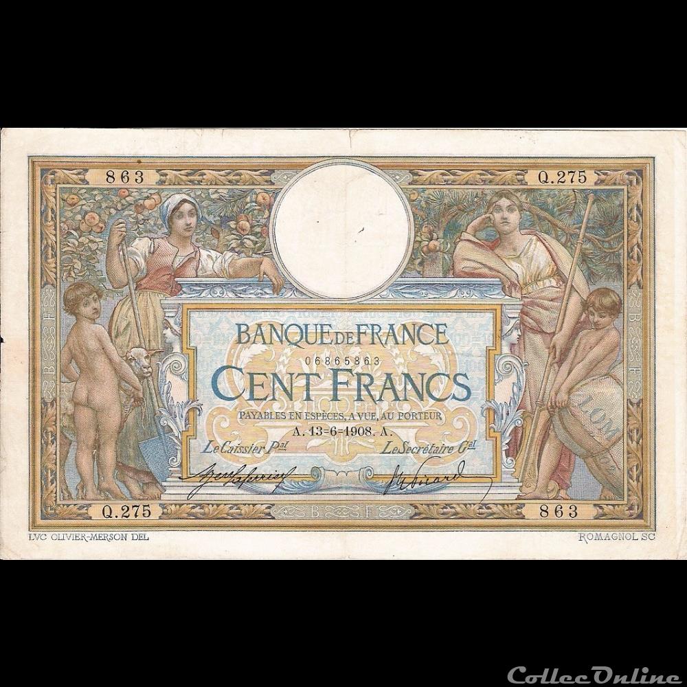 13-06-1908 -- Q.275 863 billet france banque de xxe 13 06 1908 q 275 863
