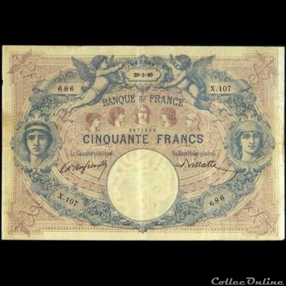 29-03-1890 -- X.107 686 billet france banque de xxe 29 03 1890 x 107 686