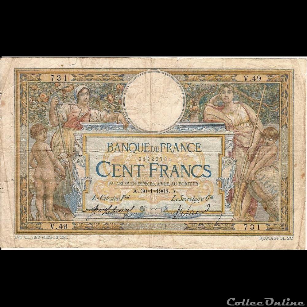 30-01-1908 -- V.49 731 billet france banque de xxe 30 01 1908 v 49 731