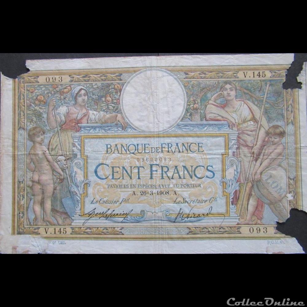 billet france banque de xxe 26 03 1908 v 145 093