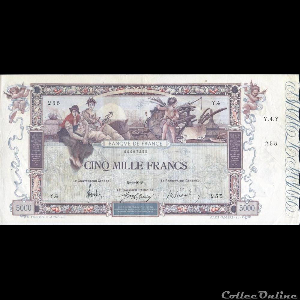 billet france banque de xxe 05 01 1918 y 4 255