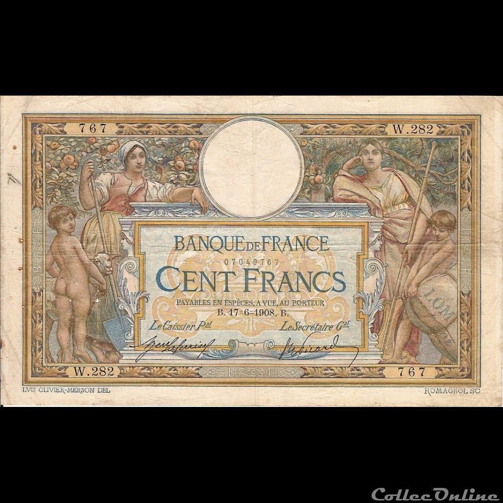17-06-1908 -- W.282 767 billet france banque de xxe 17 06 1908 w 282 767