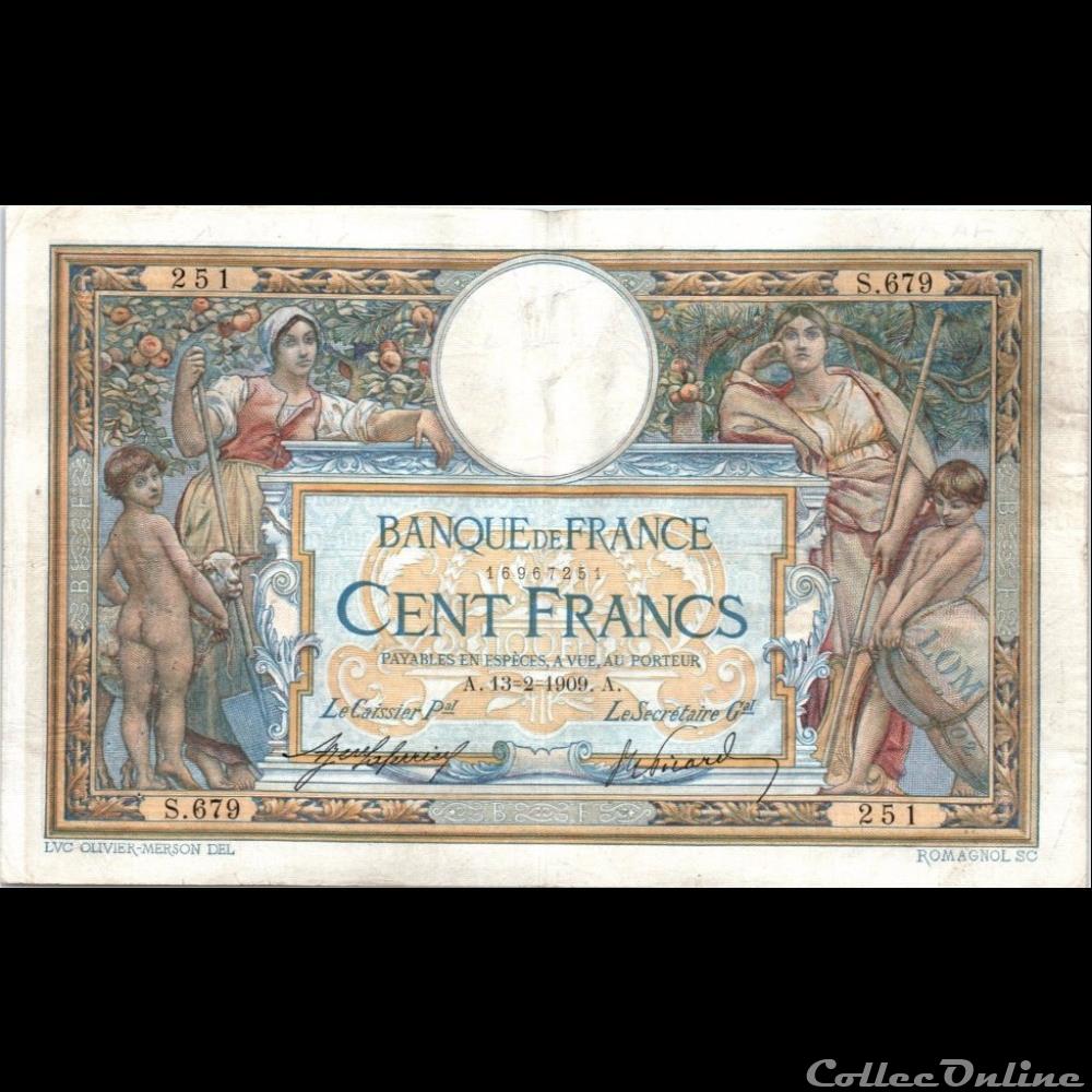 13-02-1909 -- S.679 251 billet france banque de xxe 13 02 1909 s 679 251