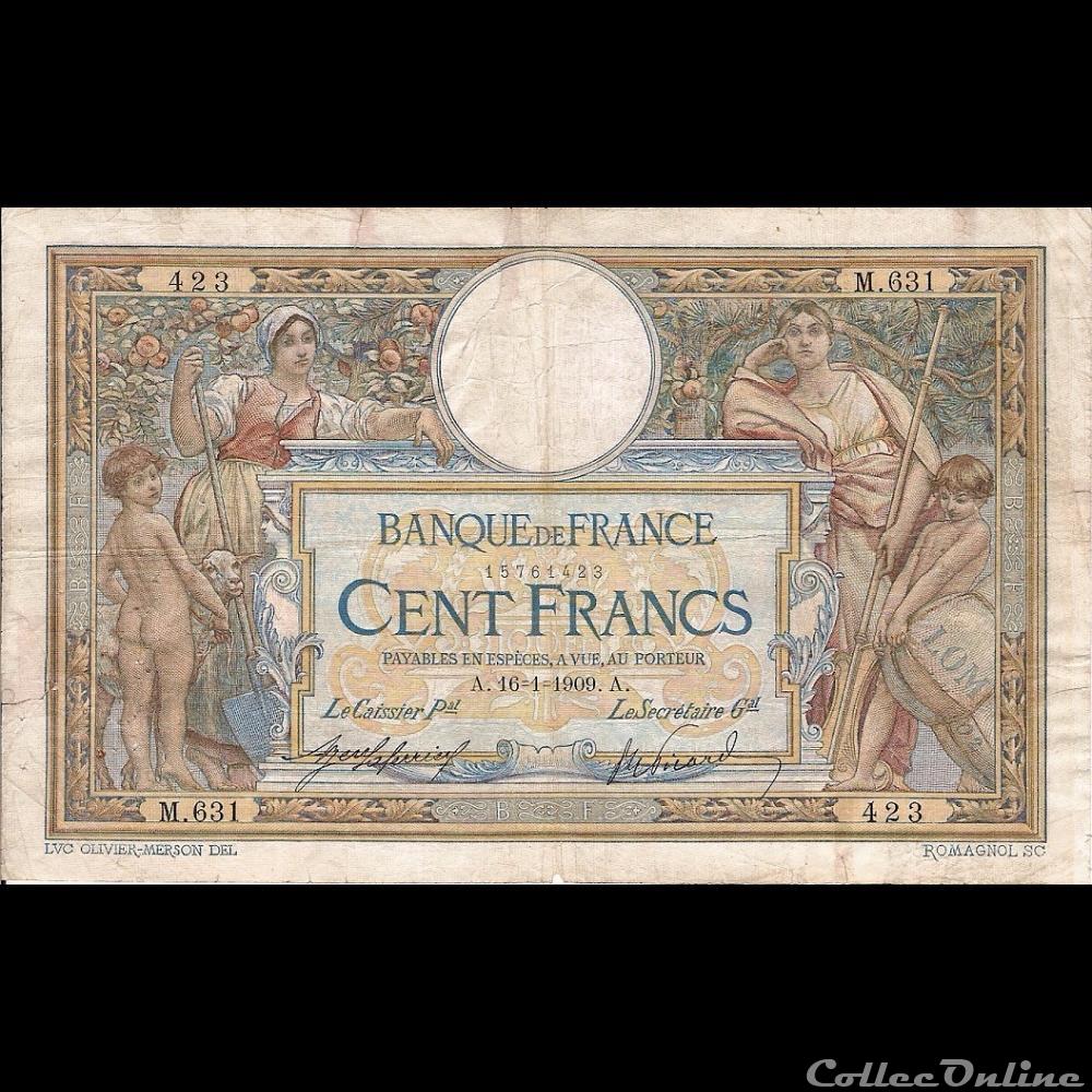 16-01-1909 -- M.631 423 billet france banque de xxe 16 01 1909 m 631 423