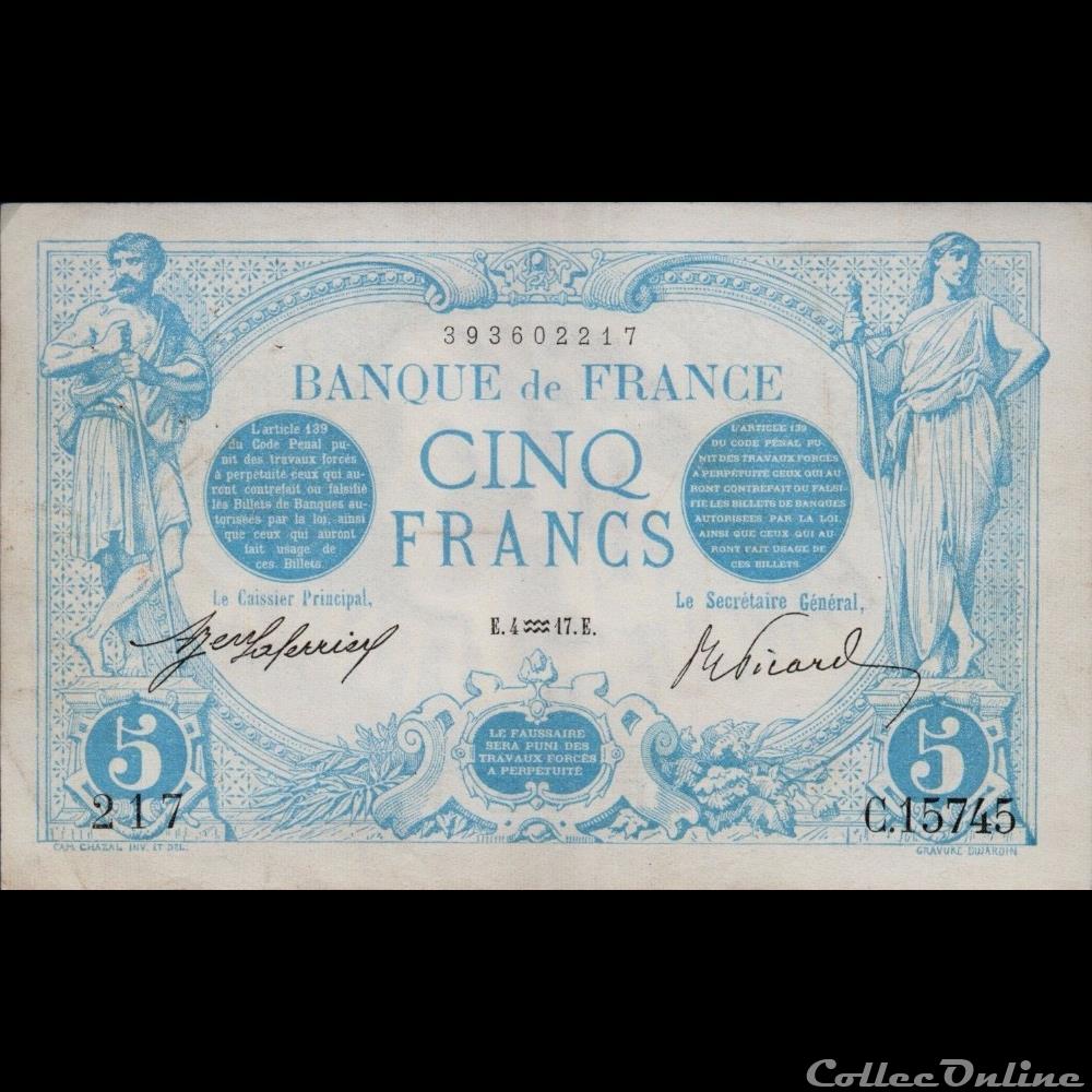 04-01-1917 -- C.15745 217 billet france banque de xxe 04 01 1917 c 15745 217