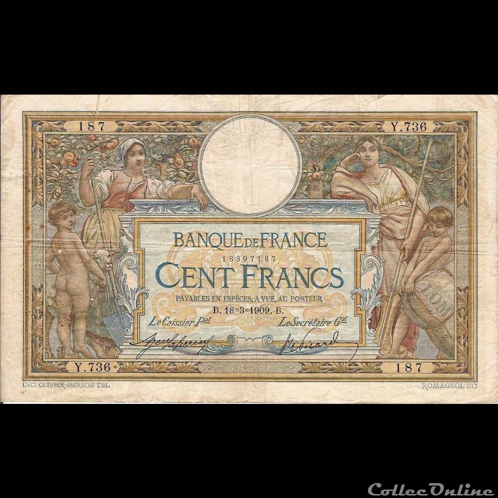 18-03-1909 -- Y.736 187 billet france banque de xxe 18 03 1909 y 736 187