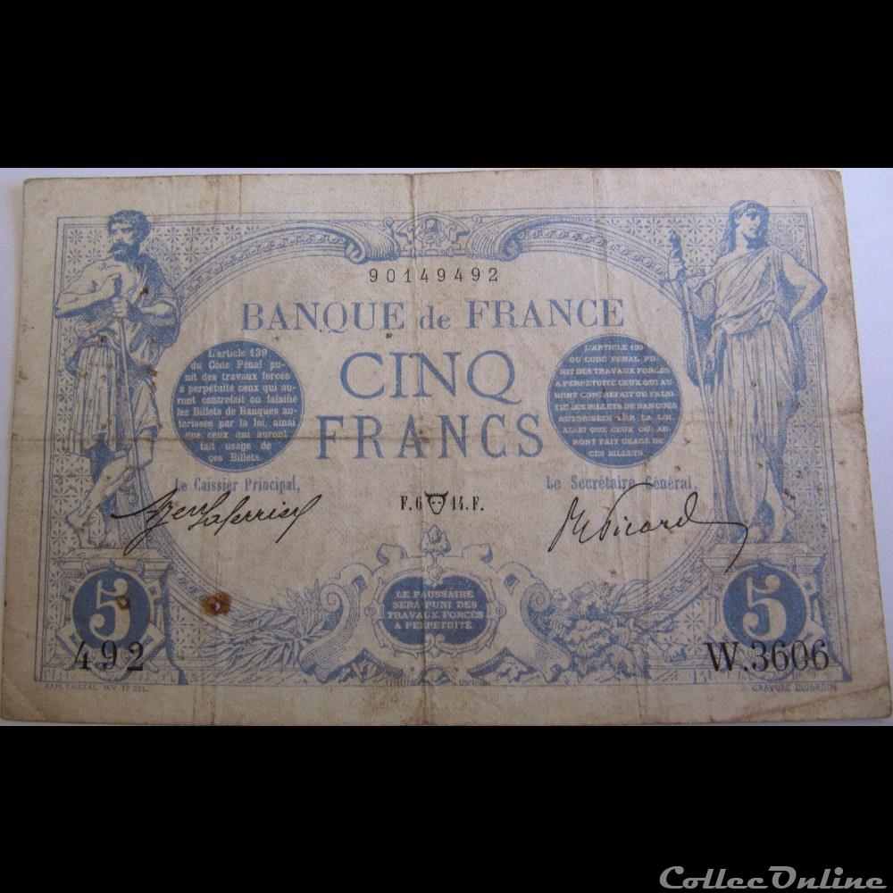 06-04-1914 -- W.3606 492 billet france banque de xxe 06 04 1914 w 3606 492