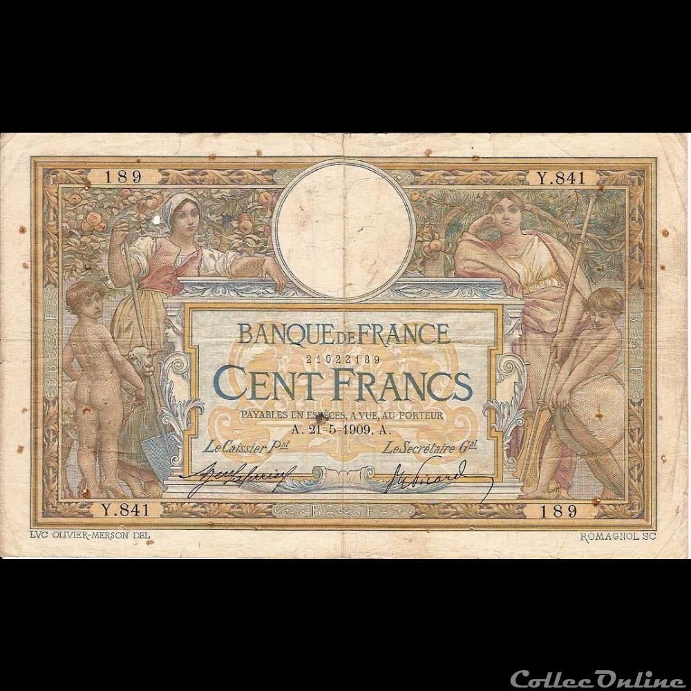 21-05-1909 -- Y.841 189 billet france banque de xxe 21 05 1909 y 841 189