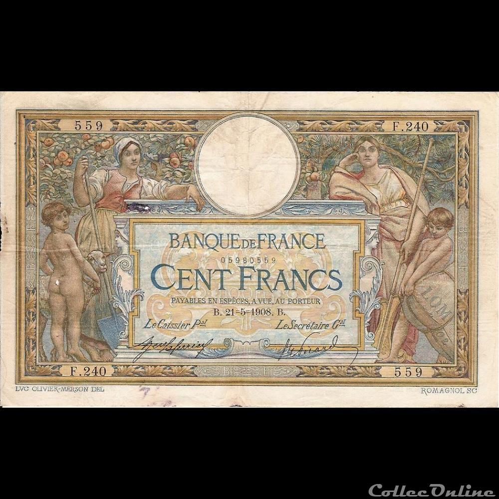21-05-1908 -- F.240 559 billet france banque de xxe 21 05 1908 f 240 559