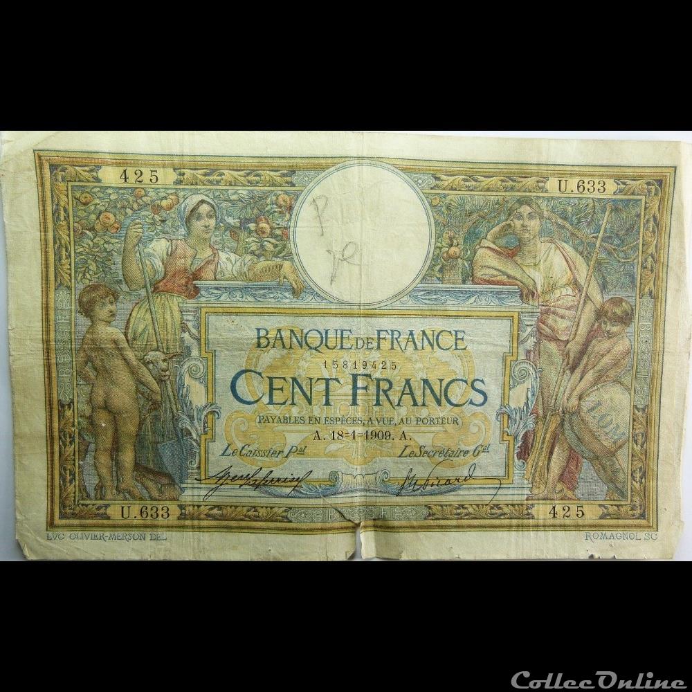 18-01-1909 -- U.633 425 billet france banque de xxe 18 01 1909 u 633 425
