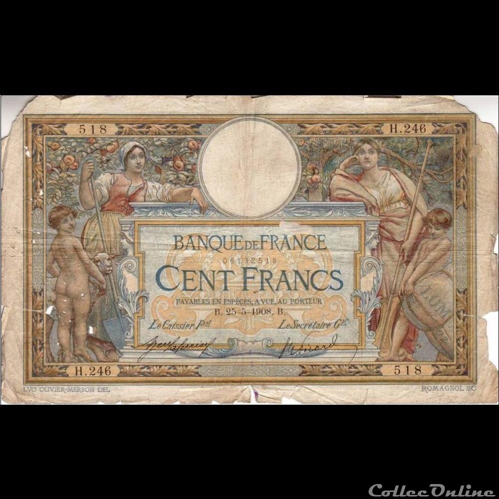 25-05-1908 -- H.246 518 billet france banque de xxe 25 05 1908 h 246 518