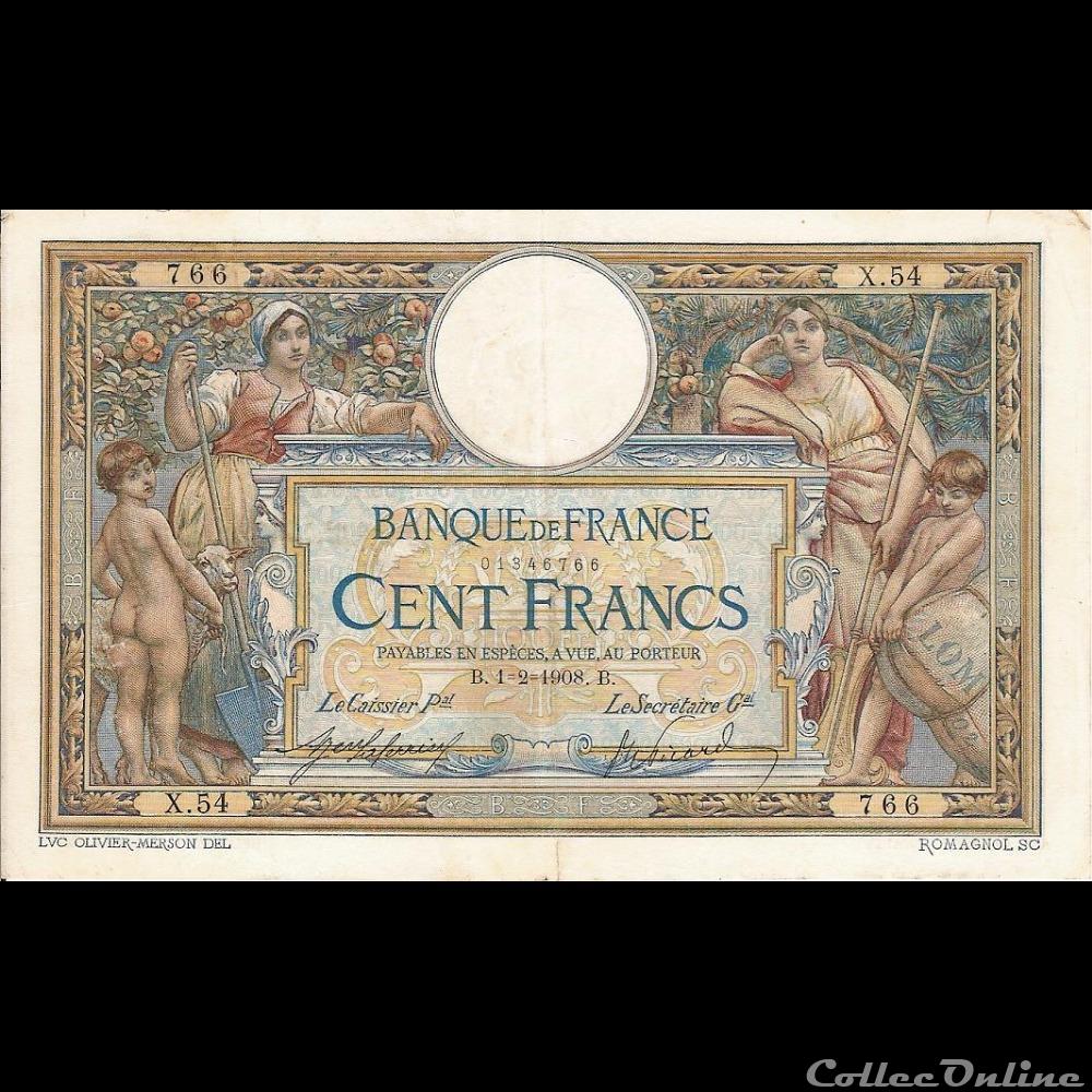 billet france banque de xxe 01 02 1908 x 54 766