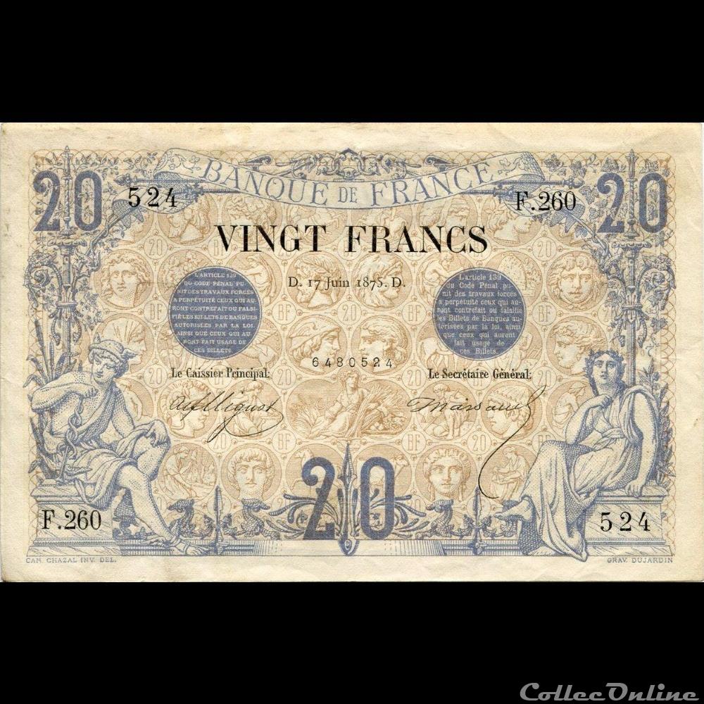 17-06-1875 -- F.260 524 billet france banque de xxe 17 06 1875 f 260 524