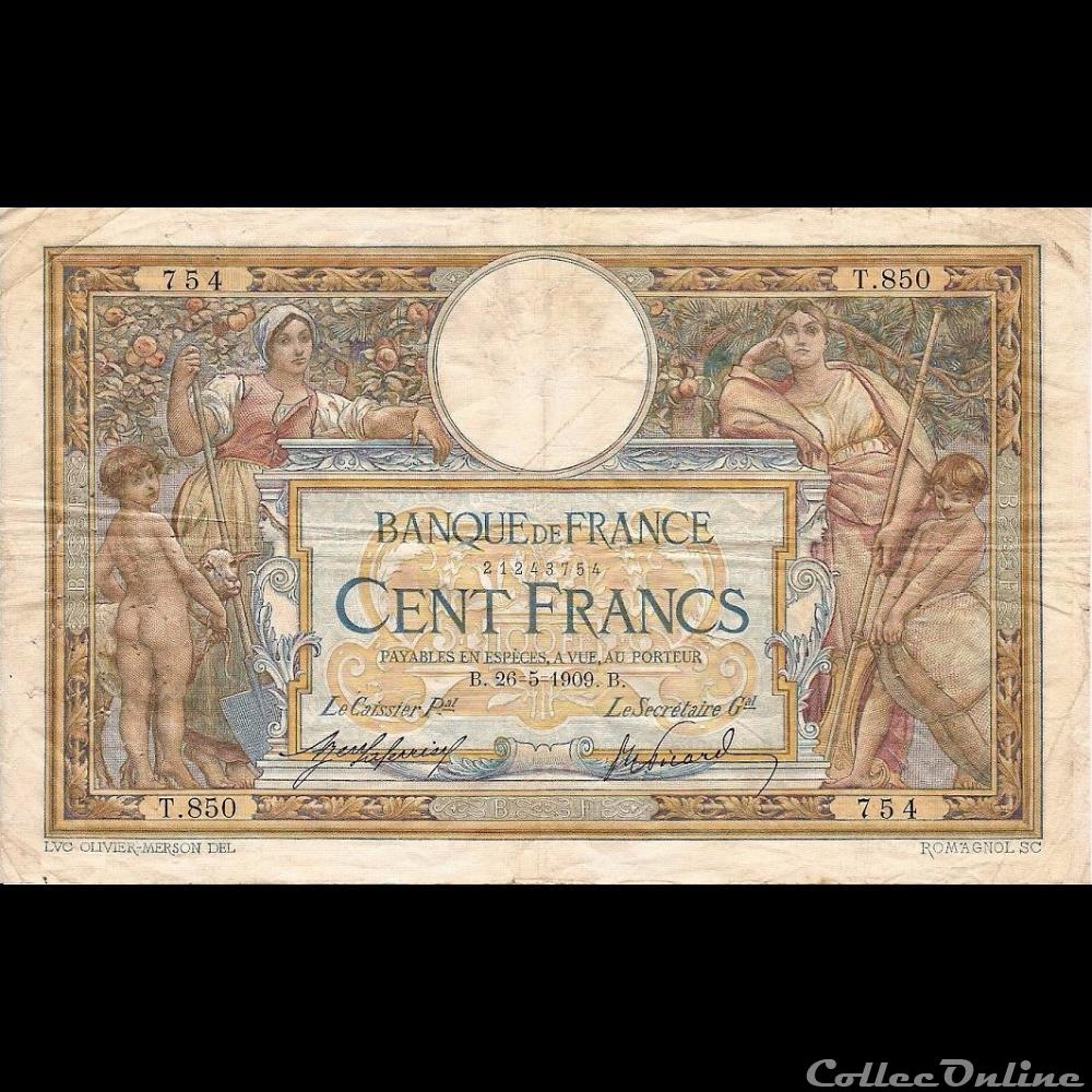 26-05-1909 -- T.850 754 billet france banque de xxe 26 05 1909 t 850 754