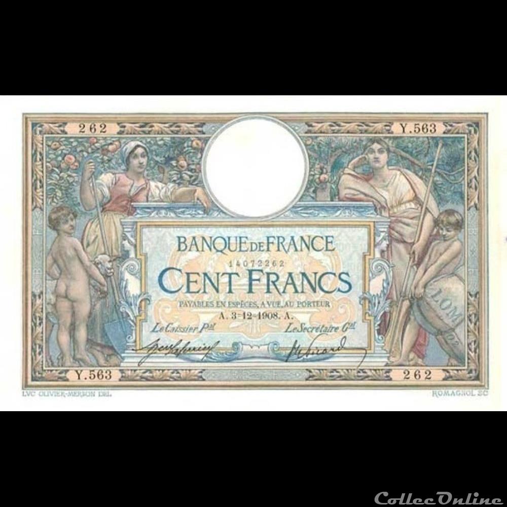 billet france banque de xxe 03 12 1908 y 563 262