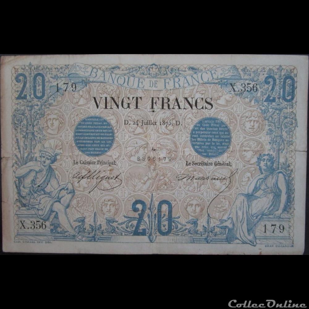 24-07-1875 -- X.356 179 billet france banque de xxe 24 07 1875 x 356 179