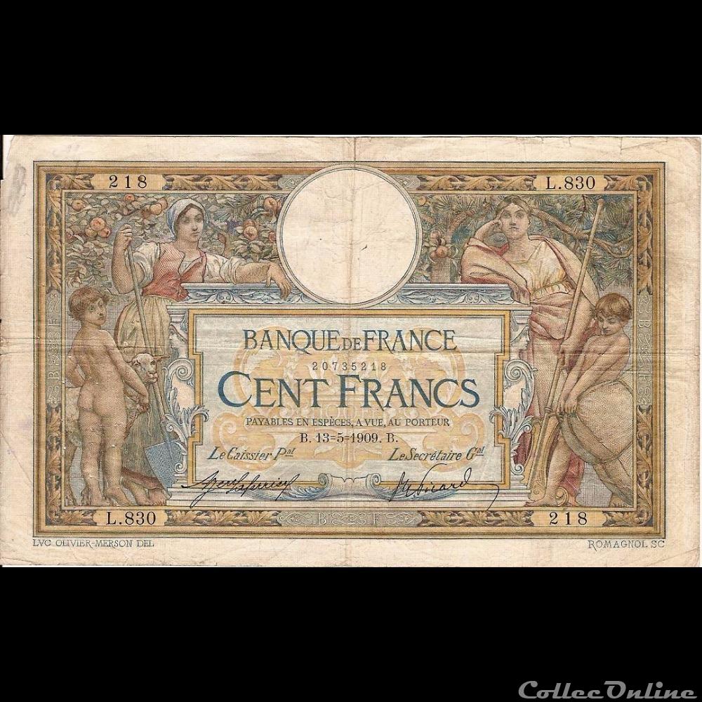 billet france banque de xxe 13 05 1909 l 830 218