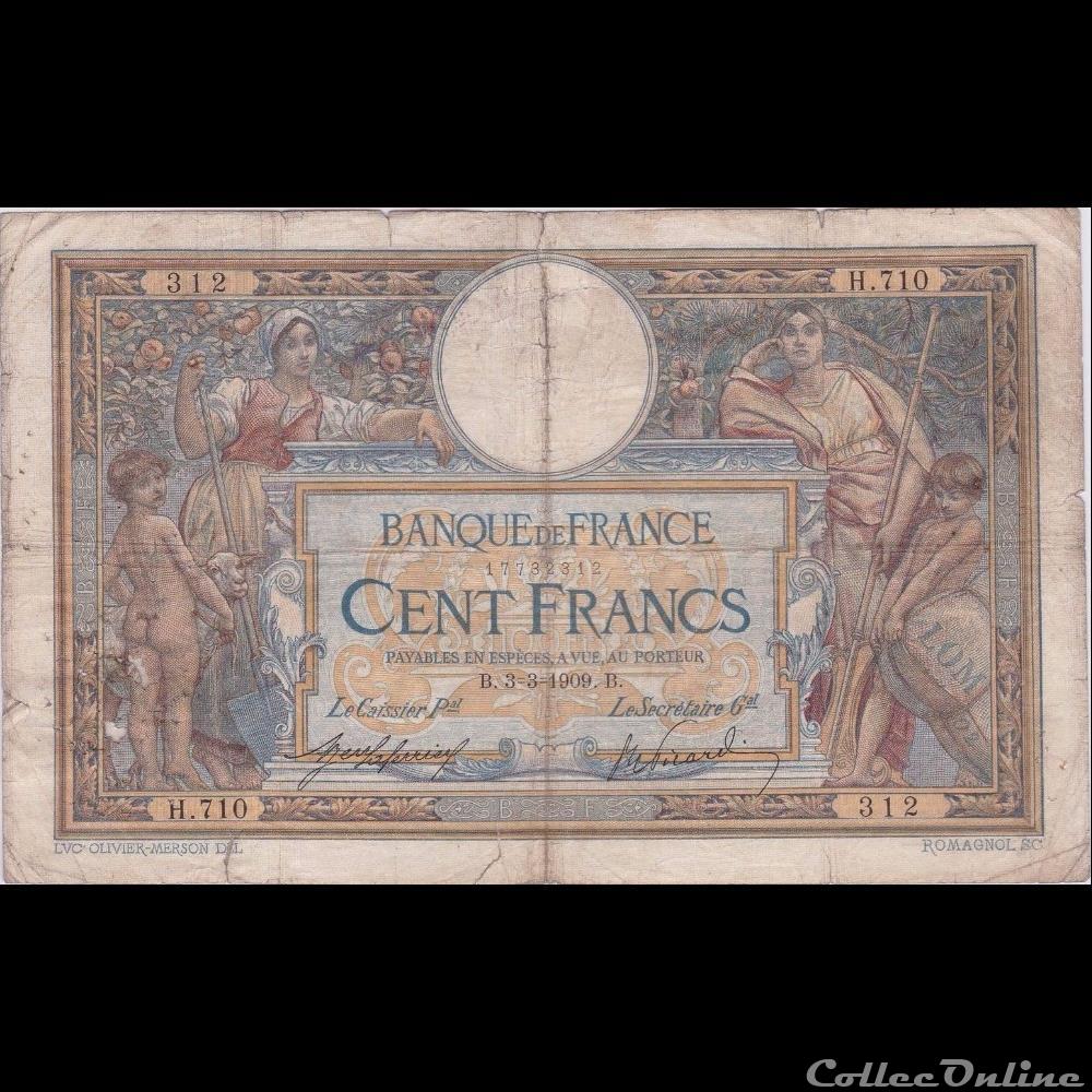 03-03-1909 -- H.710 312 billet france banque de xxe 03 03 1909 h 710 312
