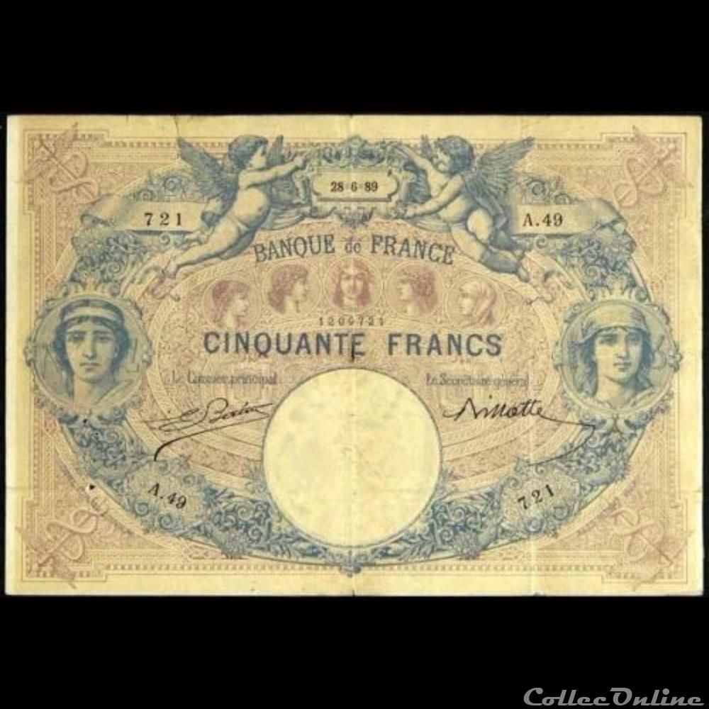 billet france banque de xxe 28 06 1889 a 49 721
