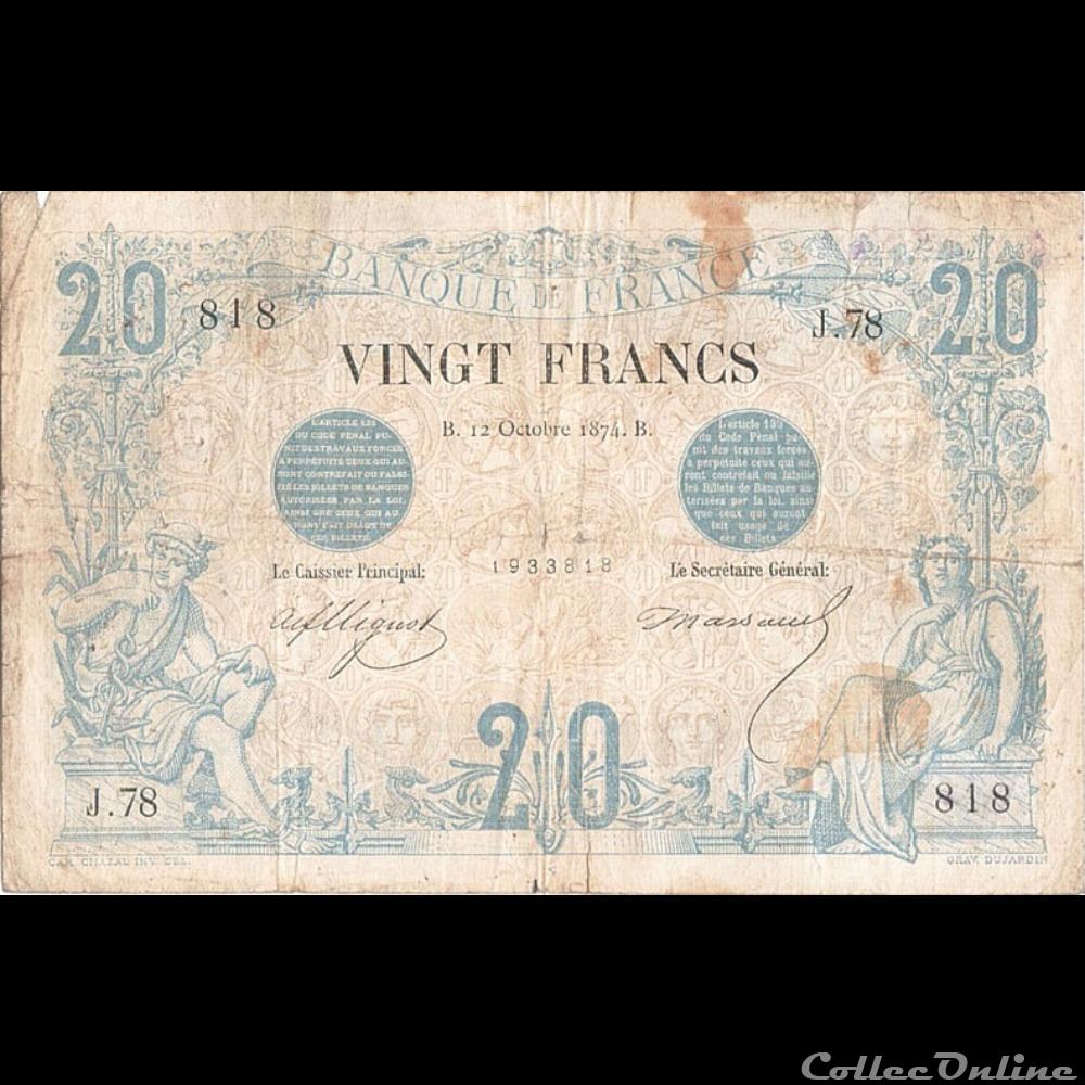 billet france banque de xxe 12 10 1874 j 78 818