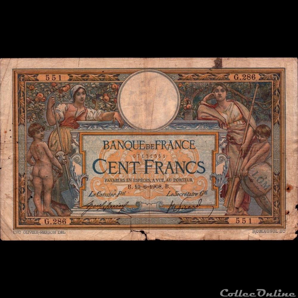19-06-1908 -- G.286 551 billet france banque de xxe 19 06 1908 g 286 551