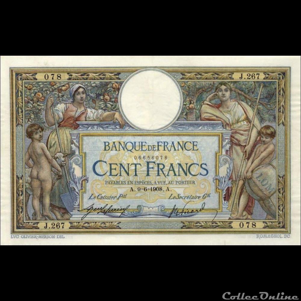 09-06-1908 -- J.267 078 billet france banque de xxe 09 06 1908 j 267 078