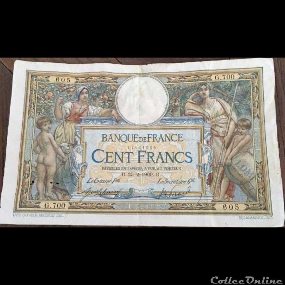 billet france banque de xxe 25 02 1909 g 700 605