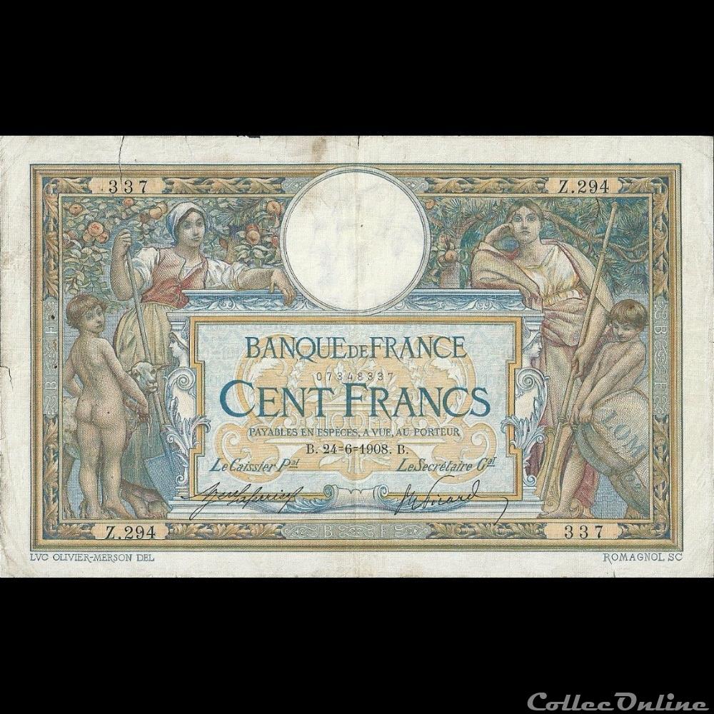 24-06-1908 -- Z.294 337 billet france banque de xxe 24 06 1908 z 294 337