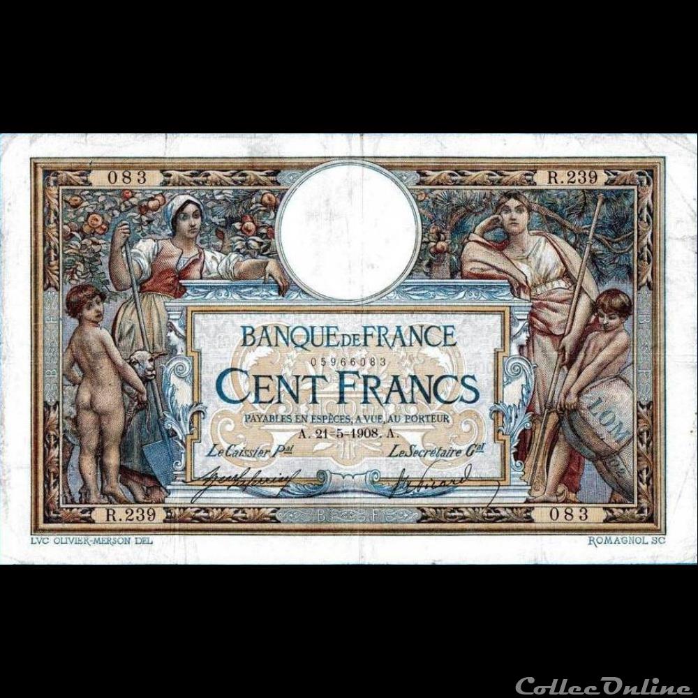 21-05-1908 -- R.239 083 billet france banque de xxe 21 05 1908 r 239 083