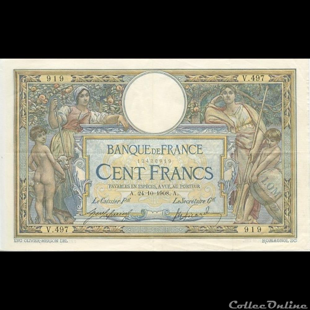 24-10-1908 -- V.497 919 billet france banque de xxe 24 10 1908 v 497 919