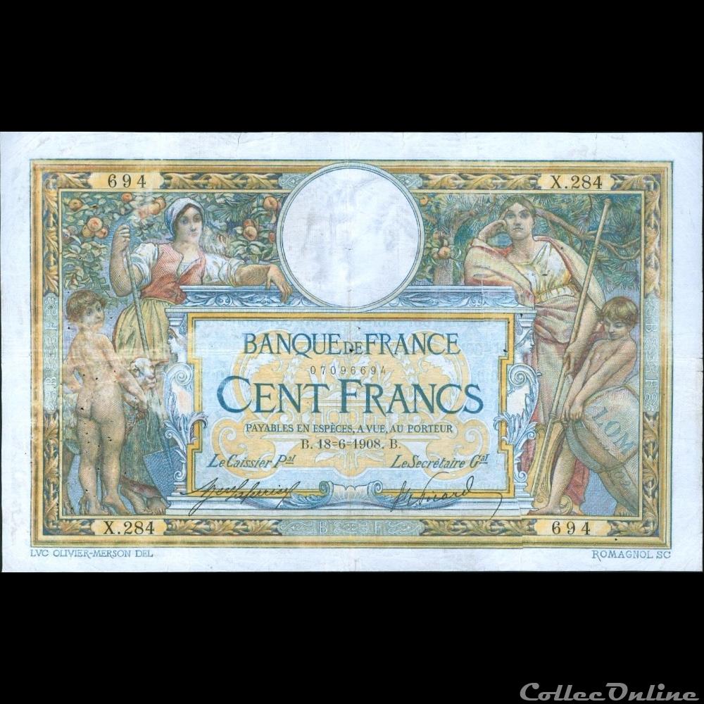 18-06-1908 -- X.284 694 billet france banque de xxe 18 06 1908 x 284 694