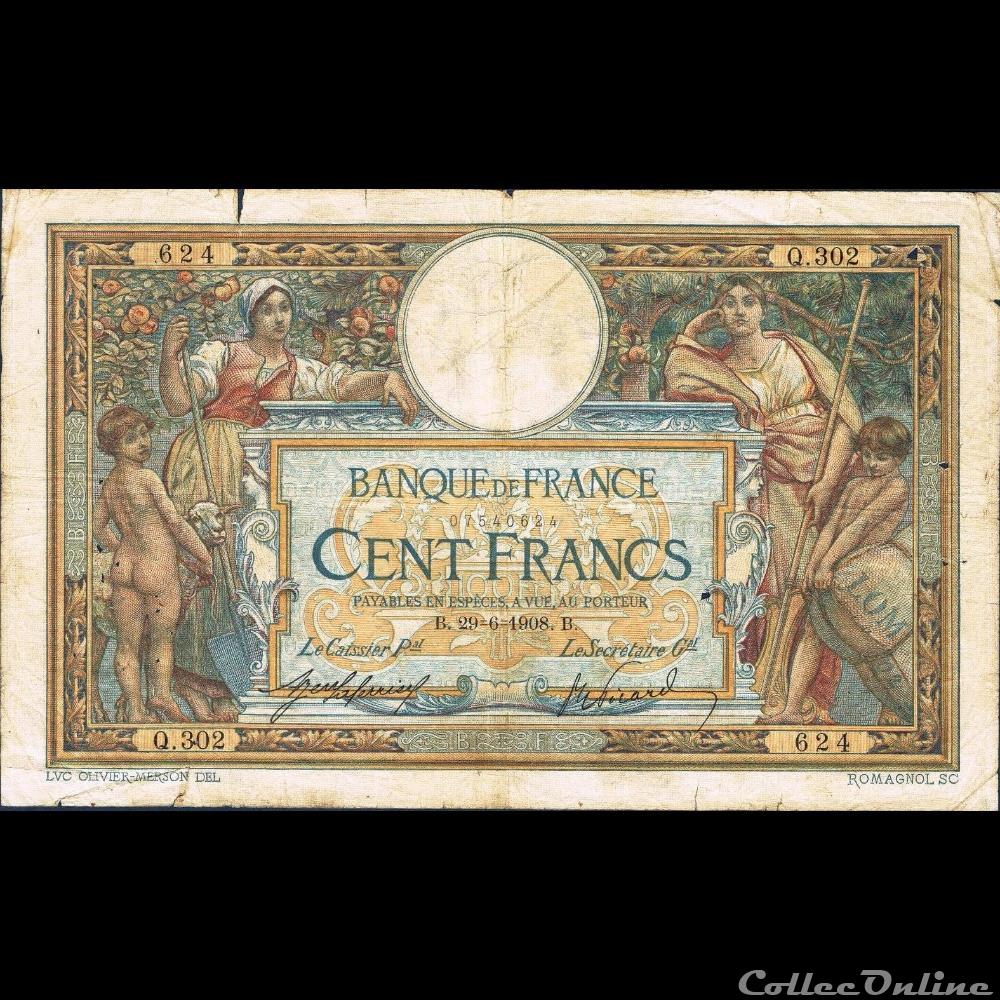 29-06-1908 -- Q.302 624 billet france banque de xxe 29 06 1908 q 302 624