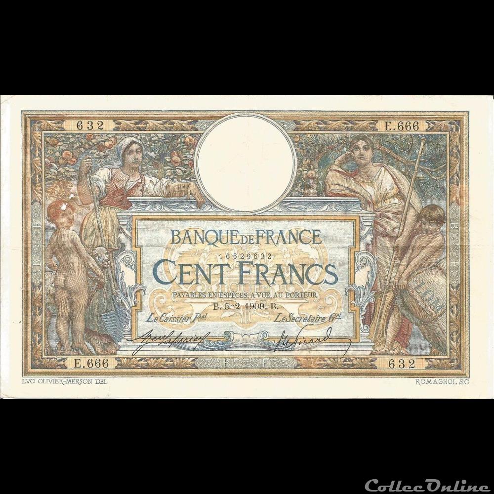 05-02-1909 -- E.666 632 billet france banque de xxe 05 02 1909 e 666 632