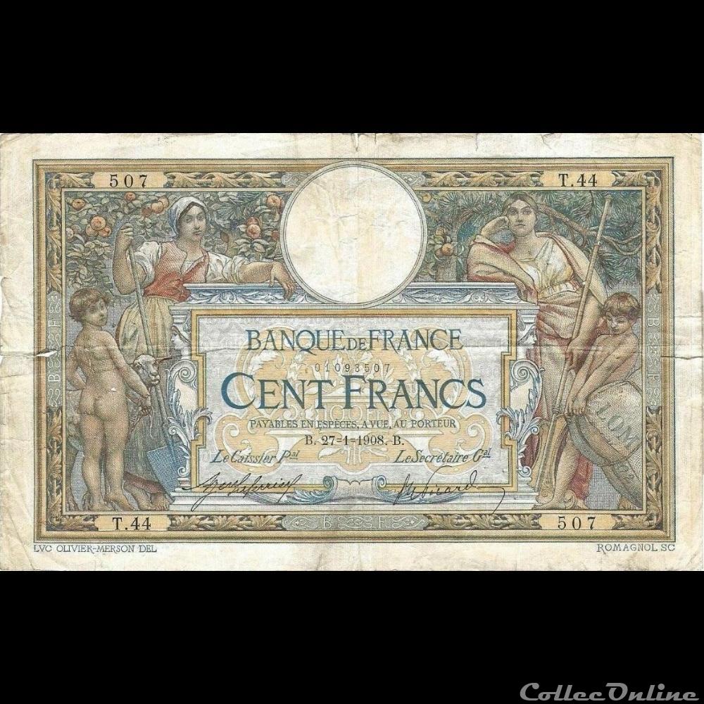 27-01-1908 -- T.44 507 billet france banque de xxe 27 01 1908 t 44 507