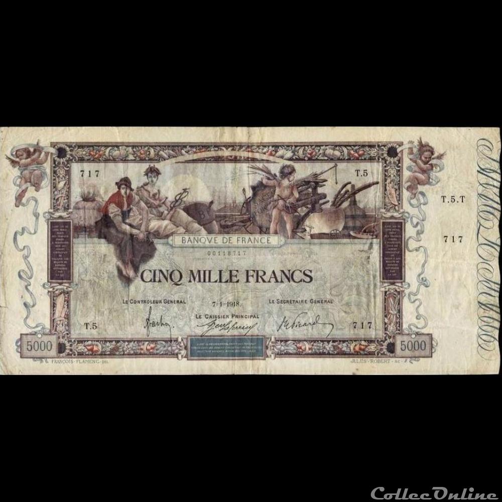 07-01-1918 -- T.5 717 billet france banque de xxe 07 01 1918 t 5 717