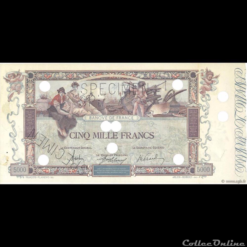 01-1918 -- Spécimen -2 billet france banque de xxe 01 1918 specimen 2