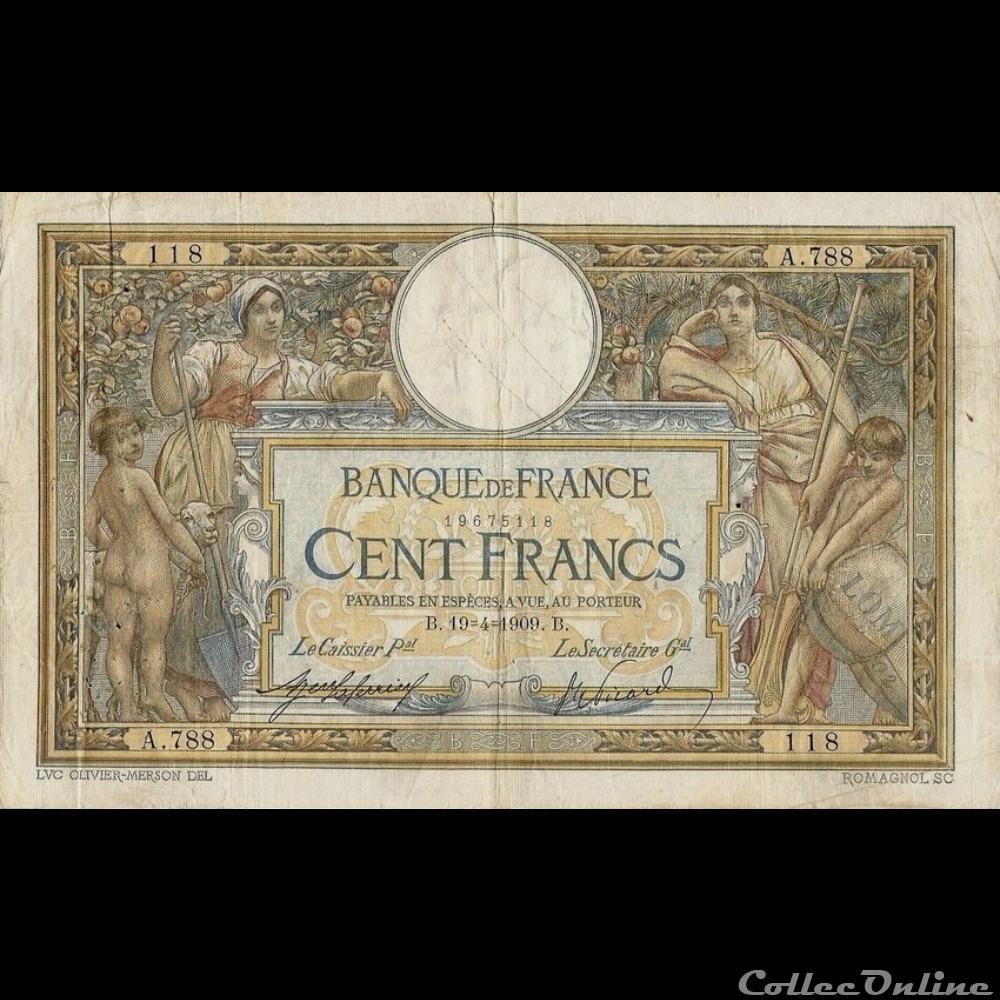19-04-1909 -- A.788 118 billet france banque de xxe 19 04 1909 a 788 118