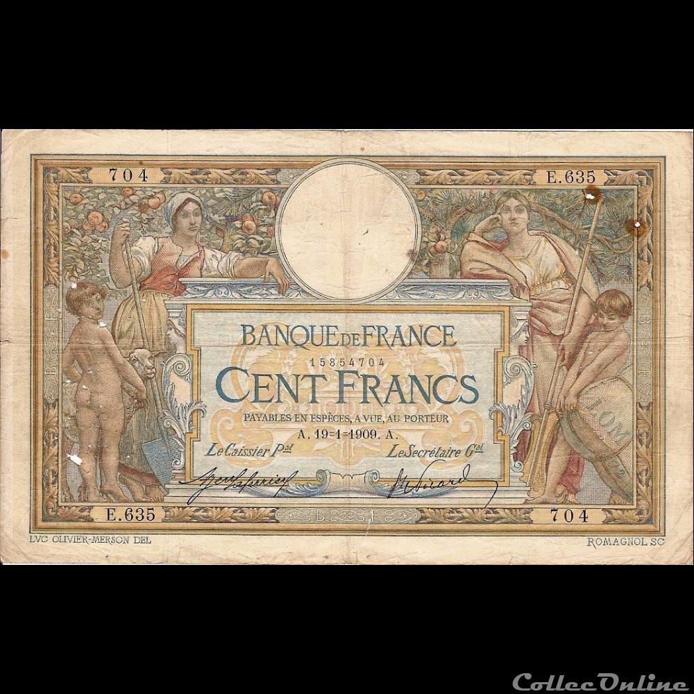 19-01-1909 -- E.635 704 billet france banque de xxe 19 01 1909 e 635 704
